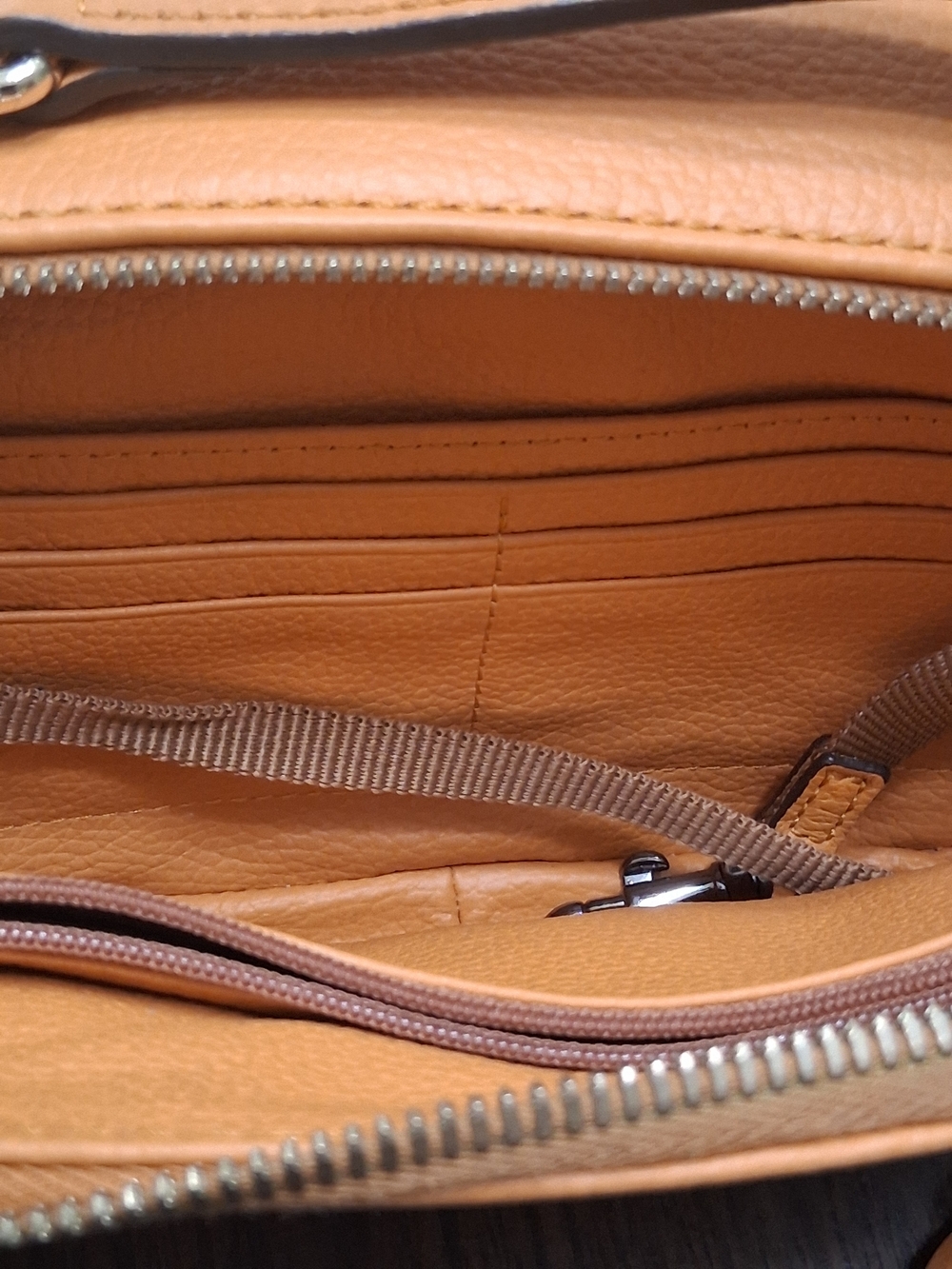 Dooney & Bourke Caramel Brown Pebbled Leather Crossbody - Picture 6 of 11